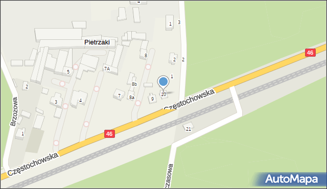 Pietrzaki, Częstochowska, 10, mapa Pietrzaki