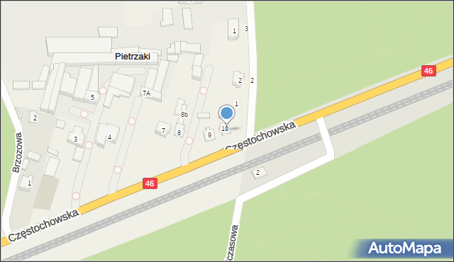 Pietrzaki, Częstochowska, 11, mapa Pietrzaki