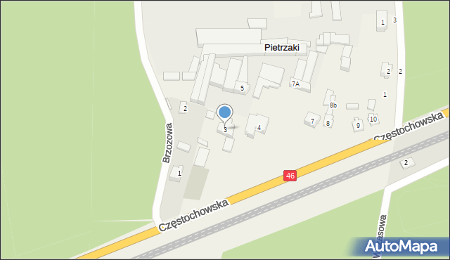 Pietrzaki, Częstochowska, 3, mapa Pietrzaki
