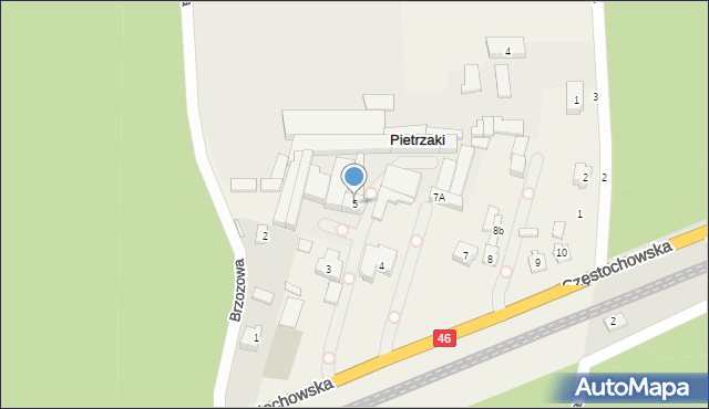 Pietrzaki, Częstochowska, 5, mapa Pietrzaki