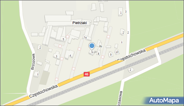 Pietrzaki, Częstochowska, 7, mapa Pietrzaki