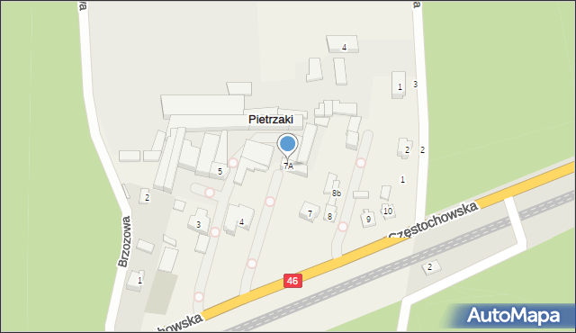 Pietrzaki, Częstochowska, 7A, mapa Pietrzaki