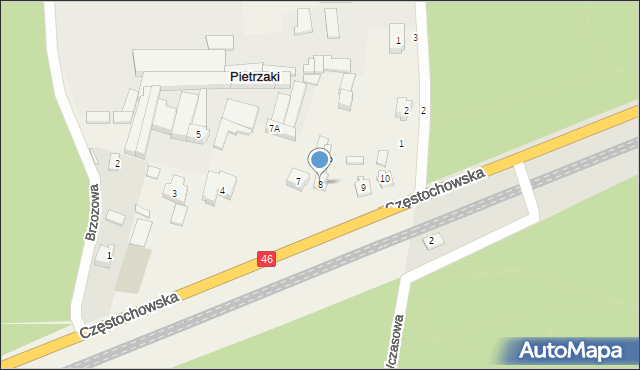 Pietrzaki, Częstochowska, 8, mapa Pietrzaki