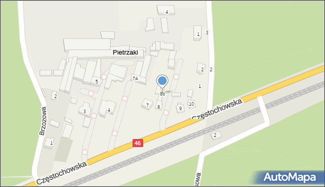 Pietrzaki, Częstochowska, 8b, mapa Pietrzaki