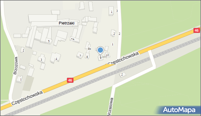 Pietrzaki, Częstochowska, 9, mapa Pietrzaki