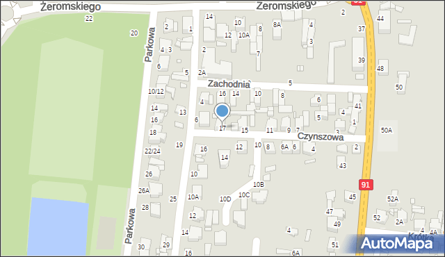 Piotrków Trybunalski, Czynszowa, 17, mapa Piotrków Trybunalski
