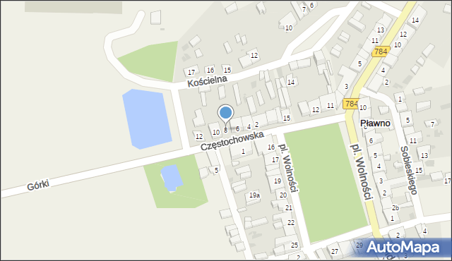 Pławno, Częstochowska, 8, mapa Pławno