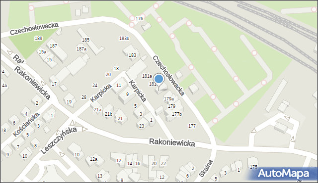 Poznań, Czechosłowacka, 179b, mapa Poznania