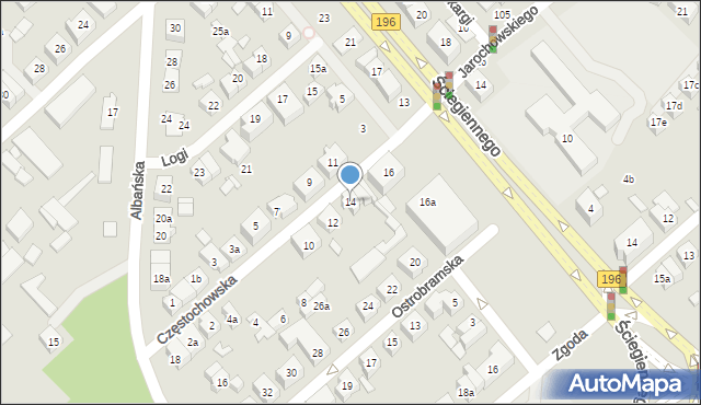 Poznań, Częstochowska, 14, mapa Poznania