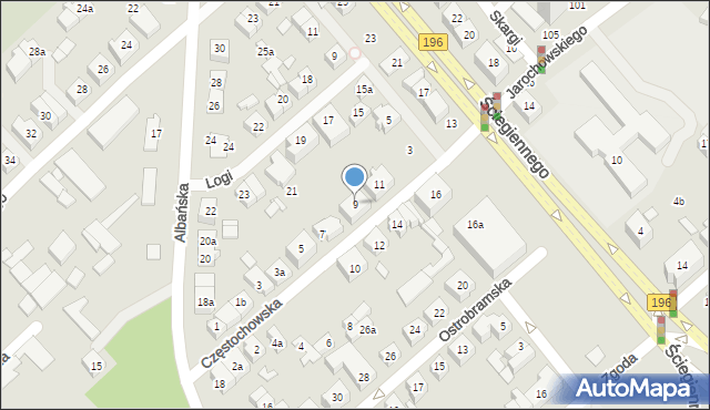 Poznań, Częstochowska, 9, mapa Poznania