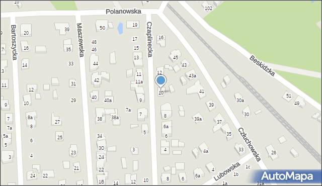 Poznań, Czaplinecka, 10, mapa Poznania