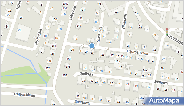 Poznań, Czereśniowa, 23, mapa Poznania