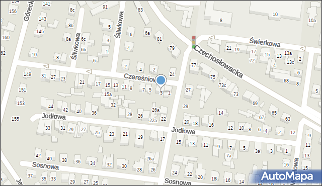 Poznań, Czereśniowa, 3, mapa Poznania