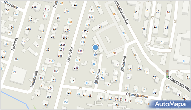 Poznań, Czereśniowa, 8c, mapa Poznania