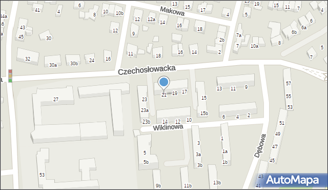 Poznań, Czechosłowacka, 21, mapa Poznania