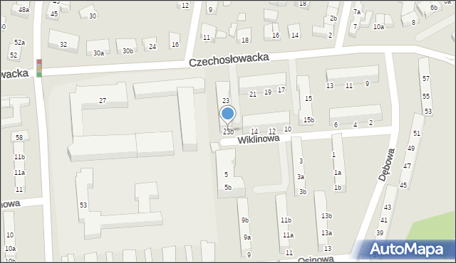 Poznań, Czechosłowacka, 23b, mapa Poznania