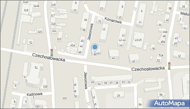 Poznań, Czechosłowacka, 44, mapa Poznania