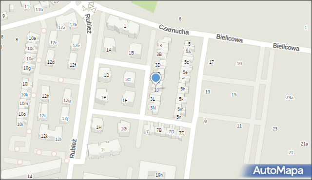 Poznań, Czarnucha, 3J, mapa Poznania