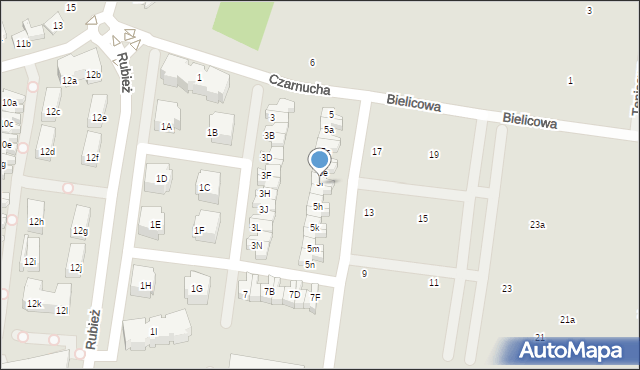 Poznań, Czarnucha, 5f, mapa Poznania