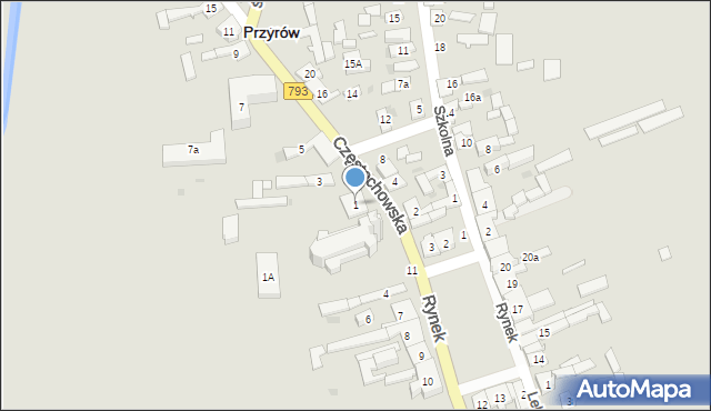 Przyrów, Częstochowska, 1, mapa Przyrów