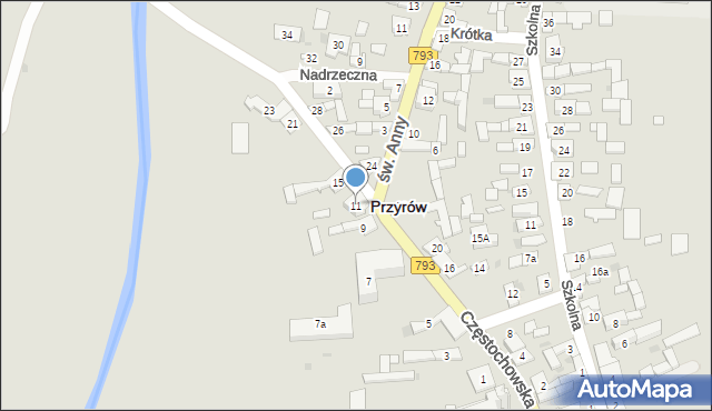 Przyrów, Częstochowska, 11, mapa Przyrów