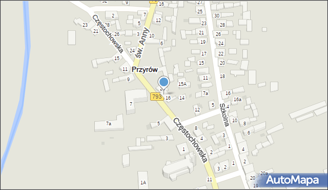 Przyrów, Częstochowska, 18, mapa Przyrów