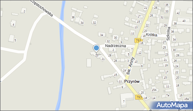 Przyrów, Częstochowska, 23, mapa Przyrów