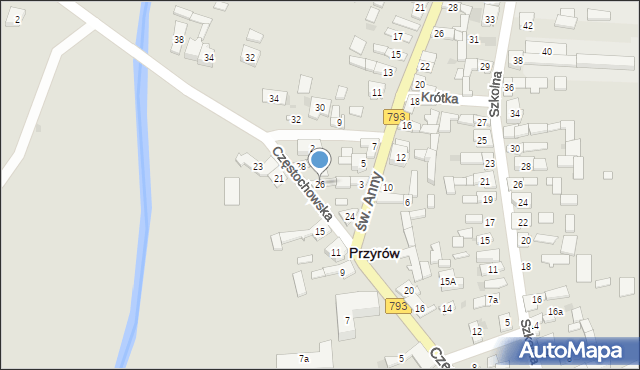 Przyrów, Częstochowska, 26, mapa Przyrów