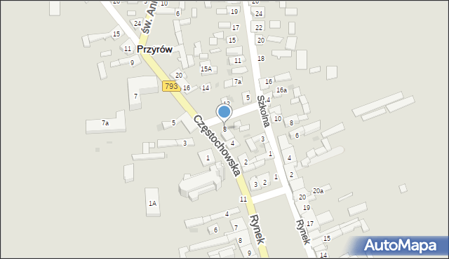 Przyrów, Częstochowska, 8, mapa Przyrów