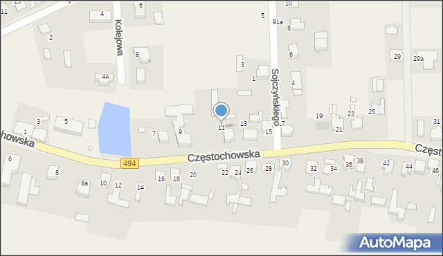 Przystajń, Częstochowska, 11, mapa Przystajń