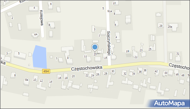 Przystajń, Częstochowska, 13, mapa Przystajń