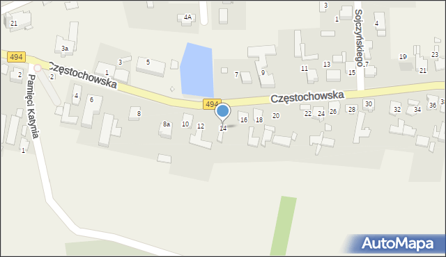 Przystajń, Częstochowska, 14, mapa Przystajń