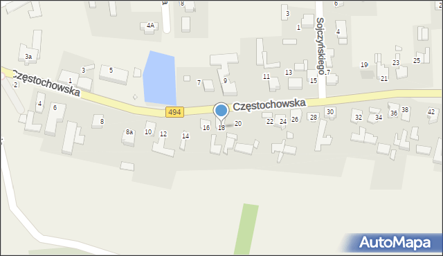 Przystajń, Częstochowska, 18, mapa Przystajń