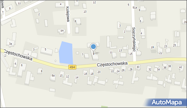 Przystajń, Częstochowska, 9, mapa Przystajń