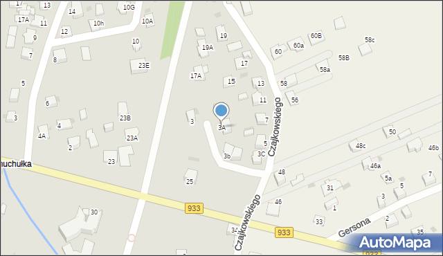 Pszczyna, Czajkowskiego Piotra, 3A, mapa Pszczyny