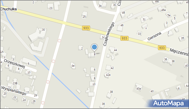 Pszczyna, Czajkowskiego Piotra, 4, mapa Pszczyny