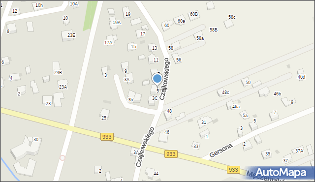 Pszczyna, Czajkowskiego Piotra, 5, mapa Pszczyny