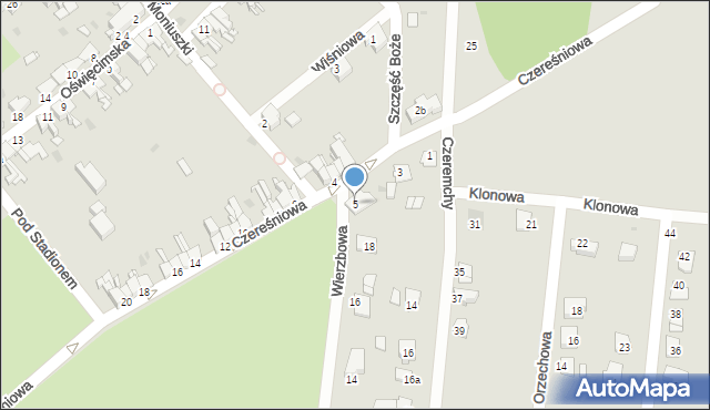 Pyskowice, Czereśniowa, 5, mapa Pyskowice