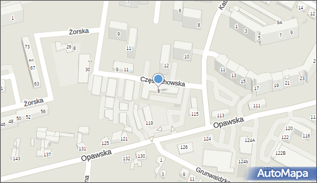 Racibórz, Częstochowska, 8, mapa Racibórz