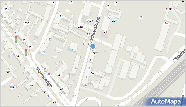 Radom, Czachowskiego Dionizego, płk., 12A, mapa Radomia