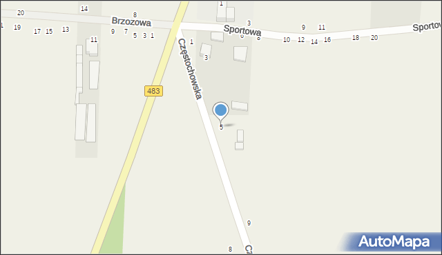 Radostków, Częstochowska, 5, mapa Radostków