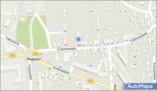 Rogoźno, Czarnkowska, 28, mapa Rogoźno