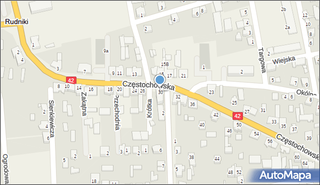 Rudniki, Częstochowska, 30, mapa Rudniki