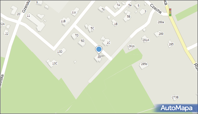 Rybnik, Czecha Bronisława, 1D, mapa Rybnika