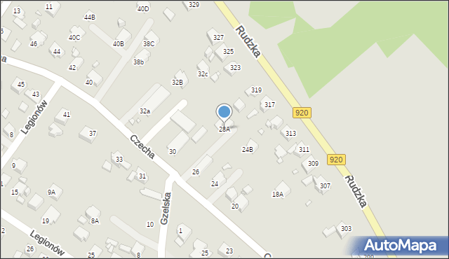 Rybnik, Czecha Bronisława, 28A, mapa Rybnika