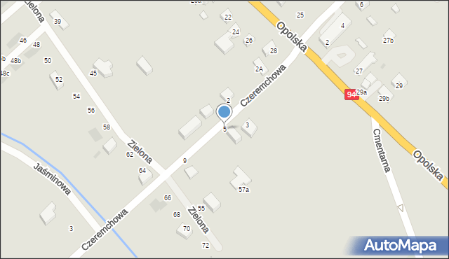 Siechnice, Czeremchowa, 5, mapa Siechnice