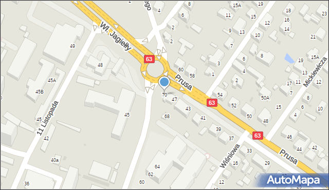 Siedlce, Czerwonego Krzyża, 70, mapa Siedlce