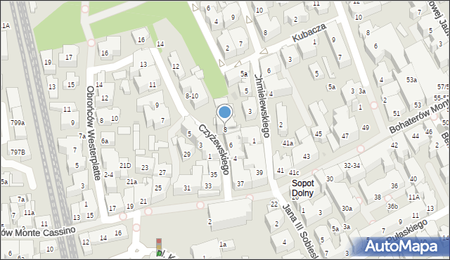 Sopot, Czyżewskiego Józefa, 8, mapa Sopotu