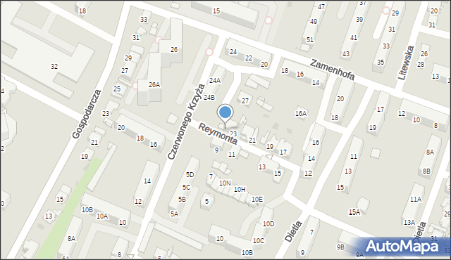 Sosnowiec, Czerwonego Krzyża, 25, mapa Sosnowca