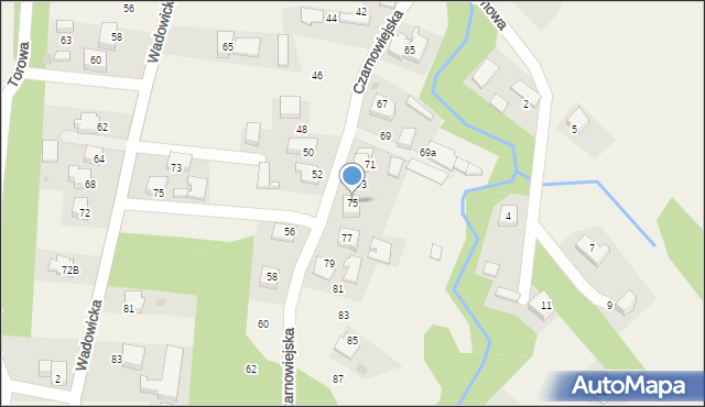 Spytkowice, Czarnowiejska, 75, mapa Spytkowice